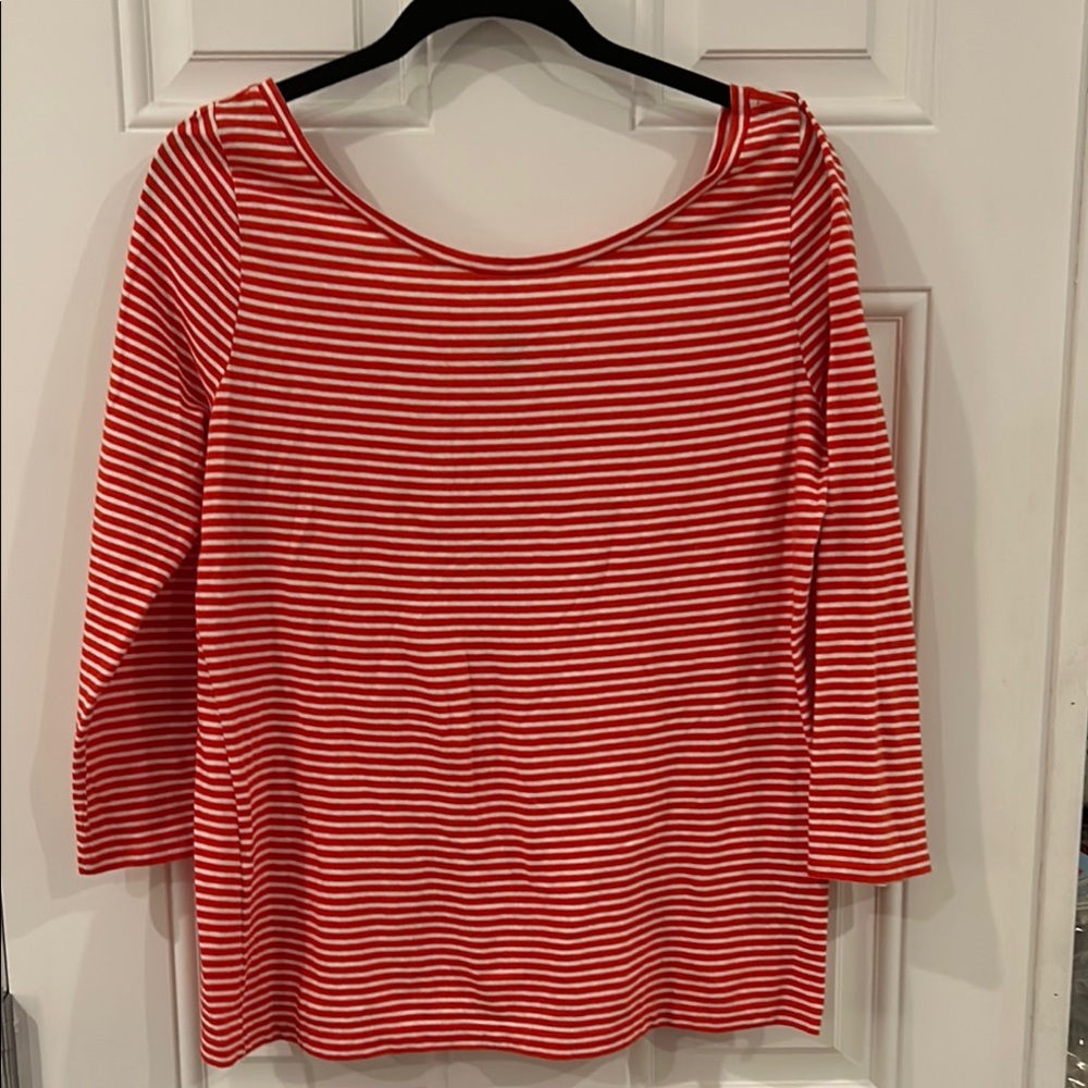 Red and White Striped Women's Top